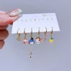 1 SET Muiticolor Sweet Cartoon Animals Pendant Huggie Hoop Earrings for Women Girls Gold Color Jewelry 2