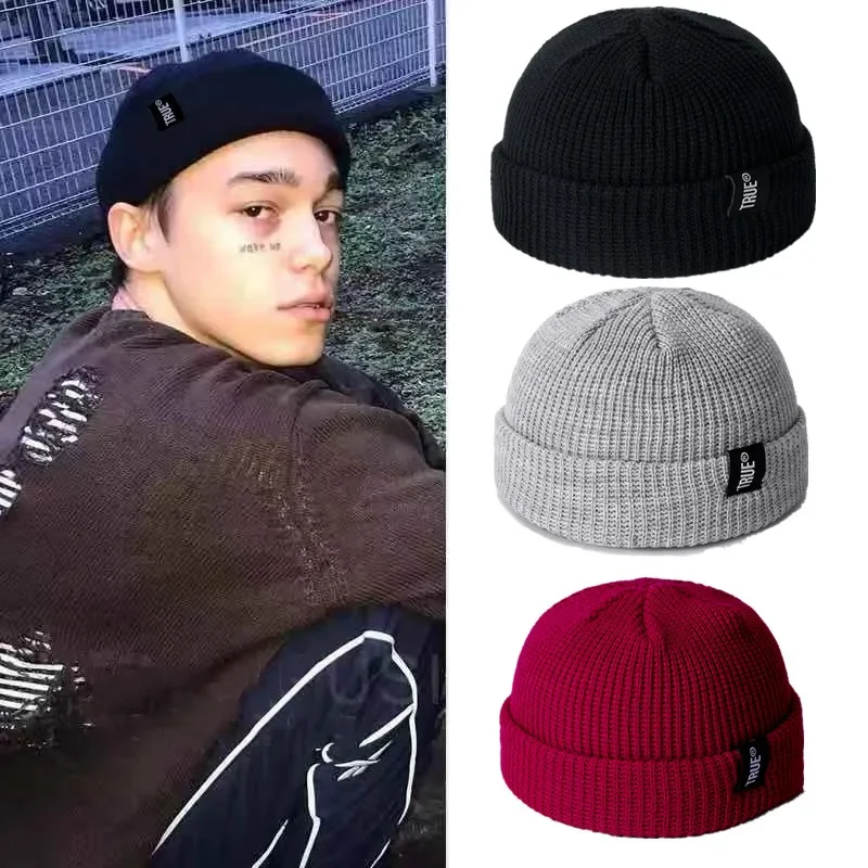 

Fashion Unisex Men's Winter Hat Cuffed Cib Knit Hat Short Melon Ski Beanies Autumn Winter Solid Color Casual Beanie Hat bonnet