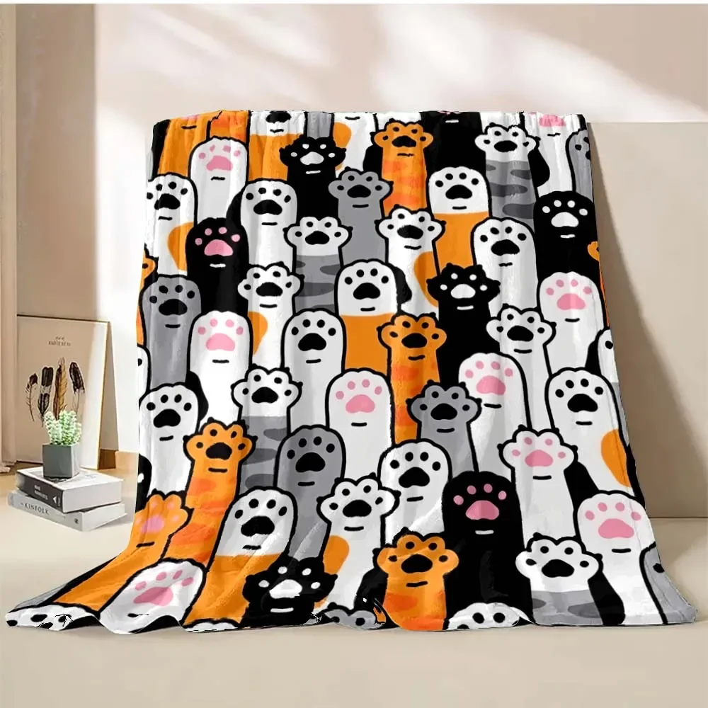 6 Sizes Cute Cartoon Cat Printed Believer Blanket Warm Soft and Comfortable Home Travel Blanket Office Sofa Blanket Play Mat 5