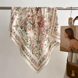 Floral Print Design Square Scarf Women Bandanas Lady Scarves Headband Handkerchief Hair Luxury Brand New Fashion