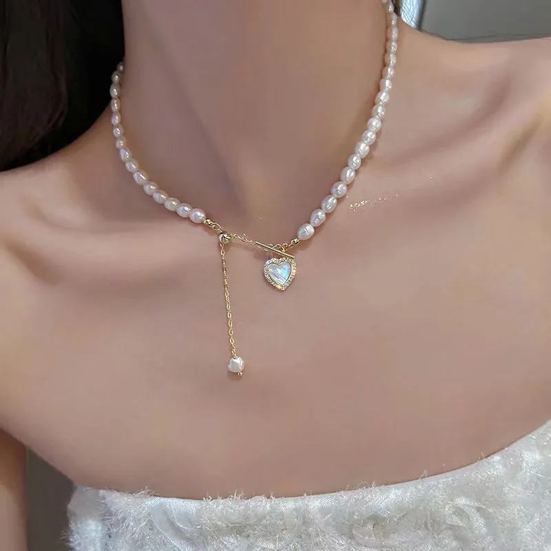 [TATIANA] 韓国☆ Cute Plump Heart Pearl Necklace TATIANA] 韓国☆ Cute Plump Heart Pearl Necklace (TATIANA