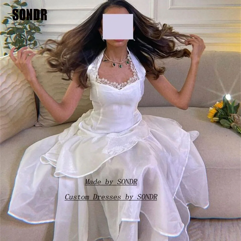 

SONDR Elegant Short Lace Wedding Dresses A Line Dubai Sleeveless Formal Princess Bride Bridal Dress Gowns Dresses 2023
