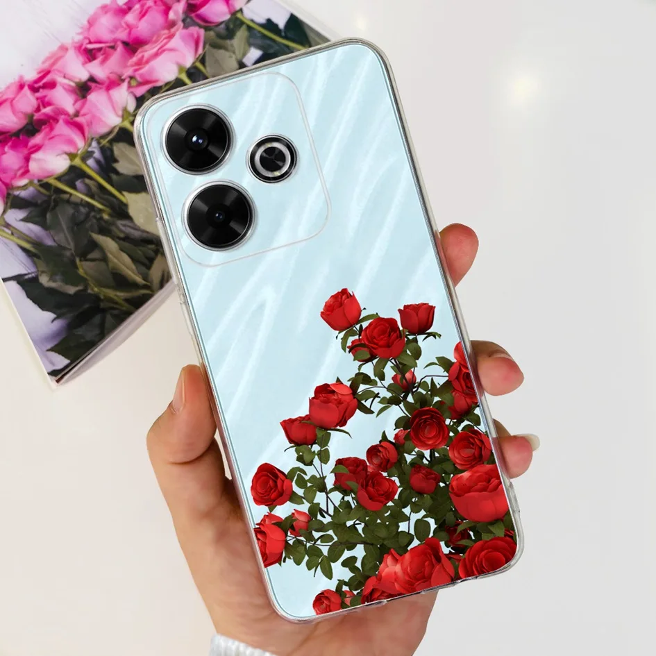 2024 Fashion Tulip Flower & Butterfly Soft Silicone Clear Phone Case