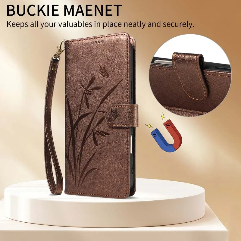 Elegant Leather Wallet Flip Phone Case with Card Holder