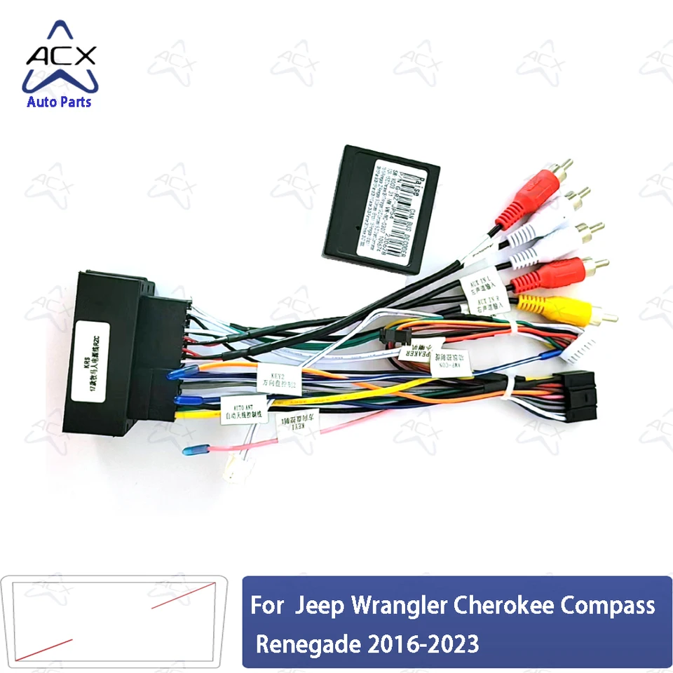 Car Radio Stereo Wiring Harness Cable Adapter Android For Jeep Wrangler Cherokee Compass Grand Commander 2017 For Fiat 500 2016 - 34