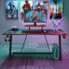 47 inch Gaming Desk Computer Desk with Monitor Stand and Cup Holder, Black 2