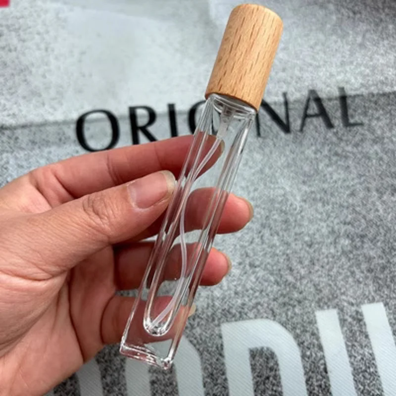 10ml Wooden Lid Refilable Perfume Dispenser Empty Spray Bottle Travel Glass Cosmetic Container Atomizer Sample Test Tube Vials 6