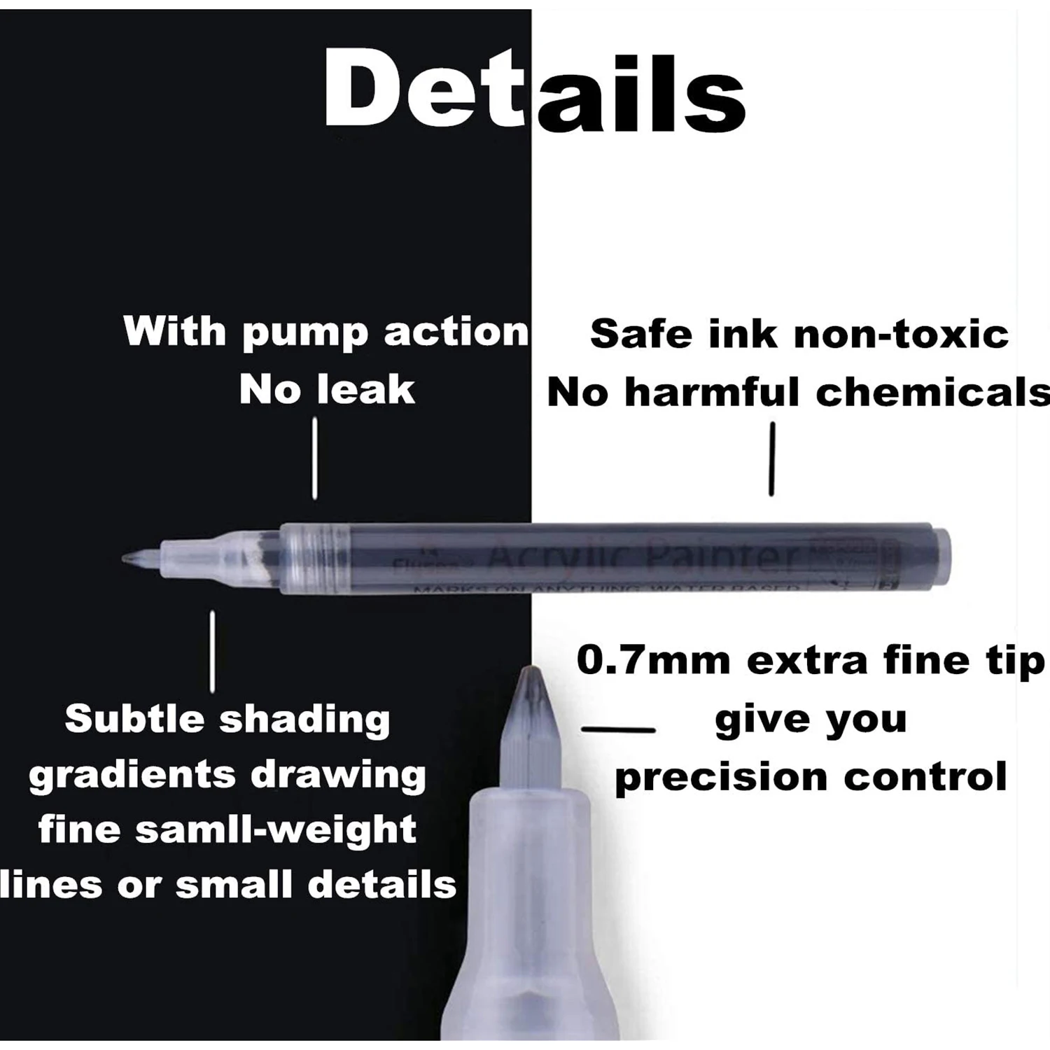 Premium Paint Pen Acrylic Paint Marker 0.7mm Fine Point and 2.0mm Middle  Tip Acrylic Art Marker for All Surfaces Art Supplies - AliExpress