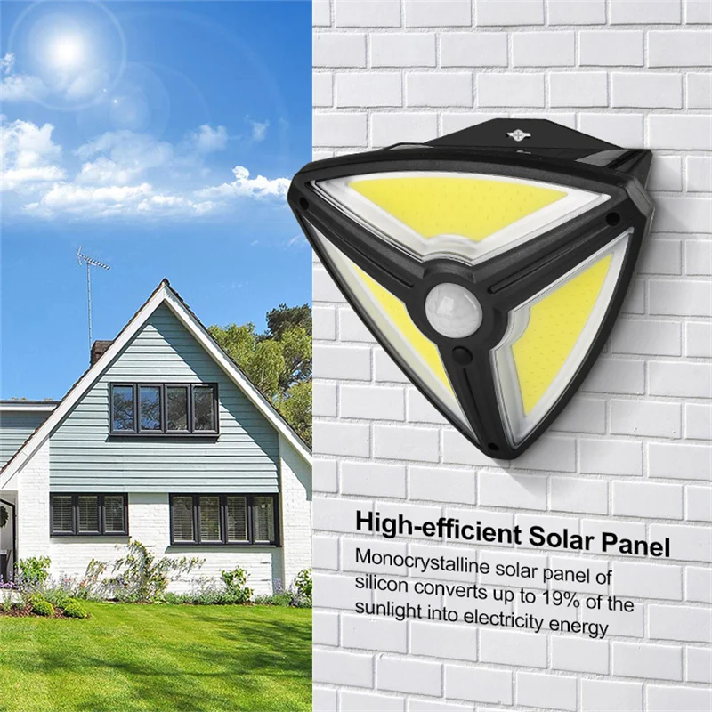 Solar Lights Outdoor Wall Waterproof Motion Sensor 3 Working Modes Security Solar Power Lights for Garden Fence Garage Pathway