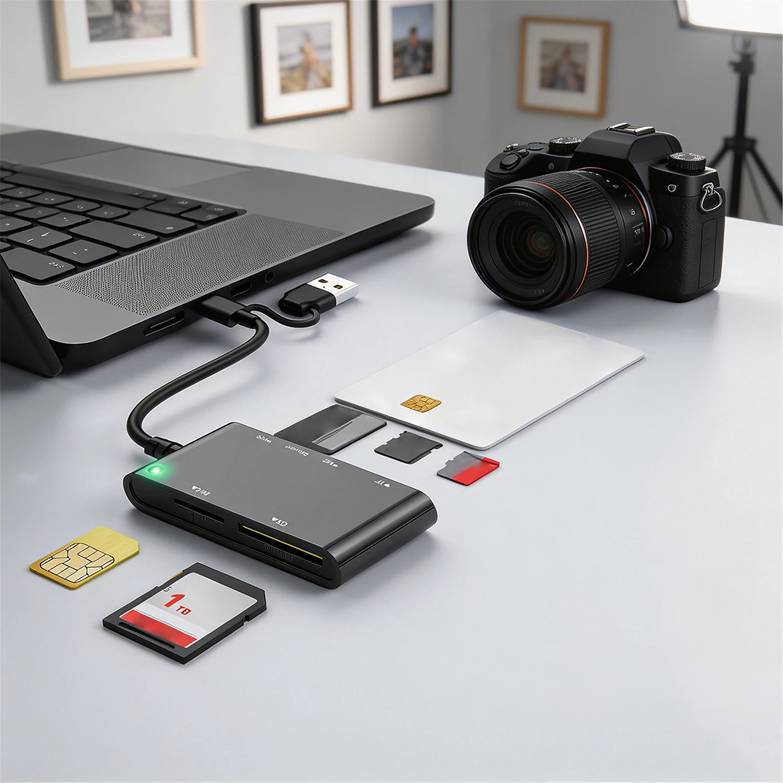 Windows/Mac용 다기능 6-in-1 스마트/MS/M2/TF/SIM/SD 카드 리더기 카드 어댑터 플러그 앤 플레이 앱 필요 없음
