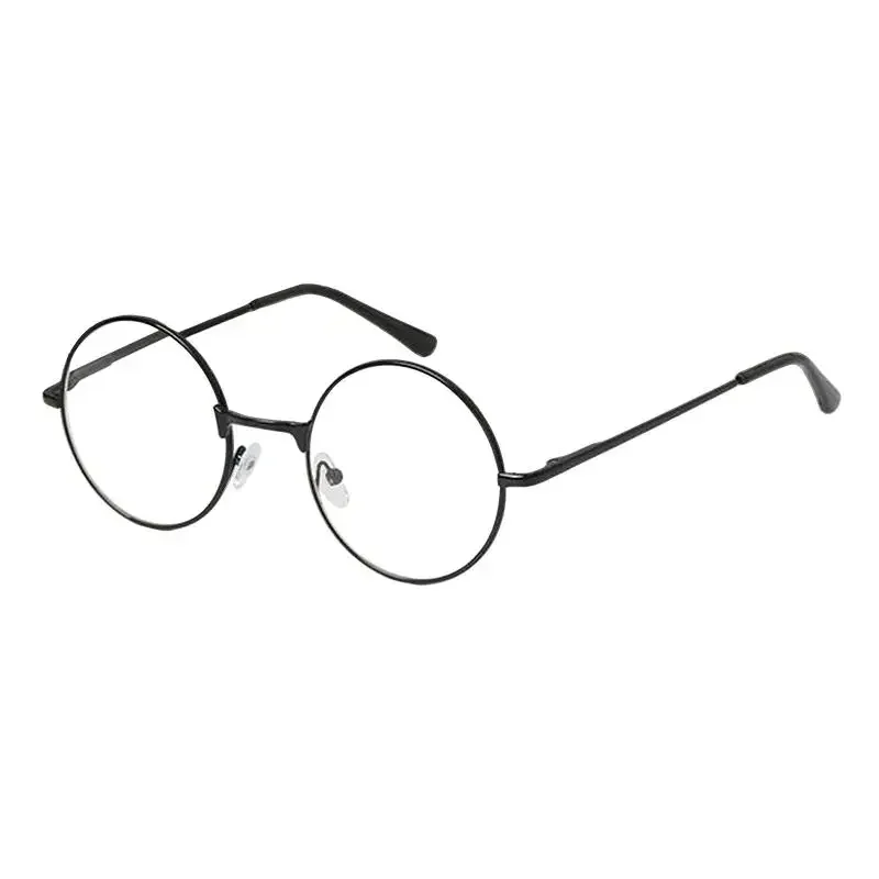 Retro Round Reading Glasses - Full Rim Metal Frame Blue Light Eyewear +4.00 Magnification