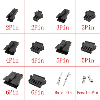สีดํา JST SM 2.54mm Pitch Connector 2/3/4/5/6/7/8 Pin ชายหญิงปลั๊กตัวเชื่อมต่อสายไฟพลาสติก Crimp Pin Terminal 1