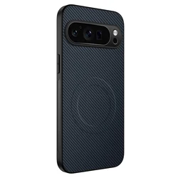 Luxury Carbon Fiber Slim Shockproof Phone Case with Protective Lens Cover - Pixel 9A (Blue)