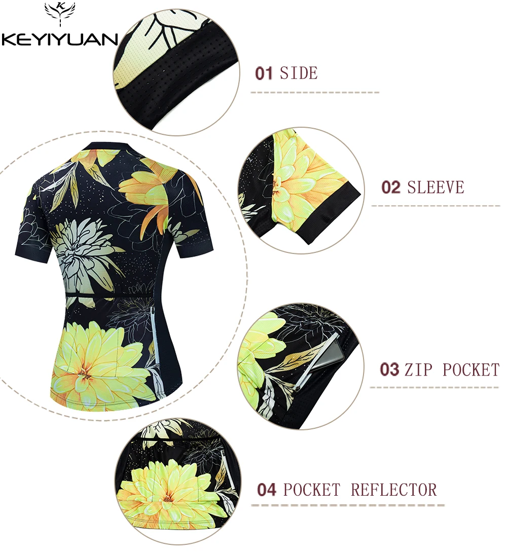 Women Summer Cycling Jersey MTB Tops Short Sleeve Bike Shirts Triathlon Bicycle Clothes KEYIYUAN