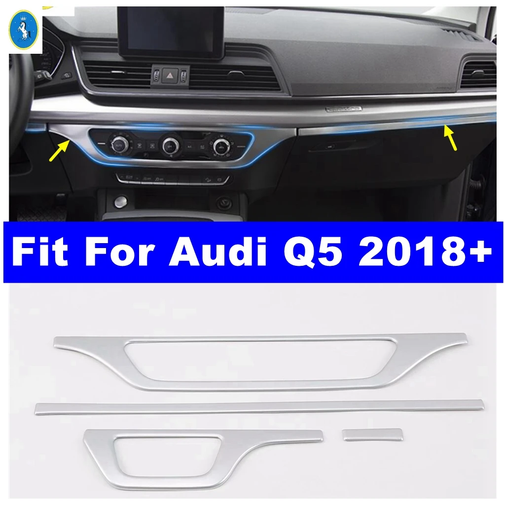 

ABS Silver Style Car Dashboard Central Control Instrument Decoration Cover Trim Fit For Audi Q5 2018 - 2023 Interior Accessories