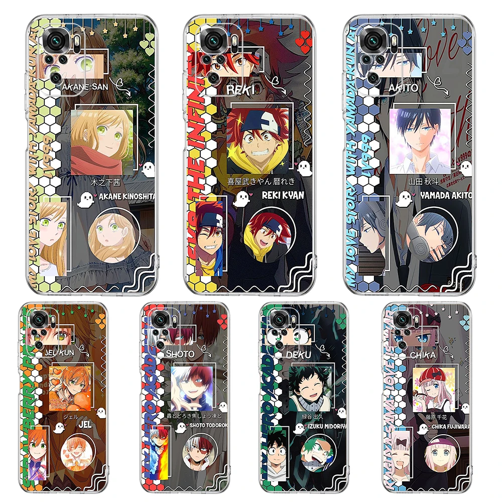 

Cartoon Anime Phone Case Cover for Redmi Note 12 10 11 11T 7 8 8T 9 K40 Gaming 9A 9C Pro Plus Transparent Soft Shell Capas Bags