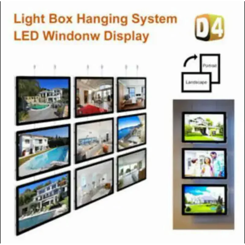 Custom Indoor shop advertising sign board wall mounted acrylic crystal  LED magnetic slim crystal light box for Real Estate