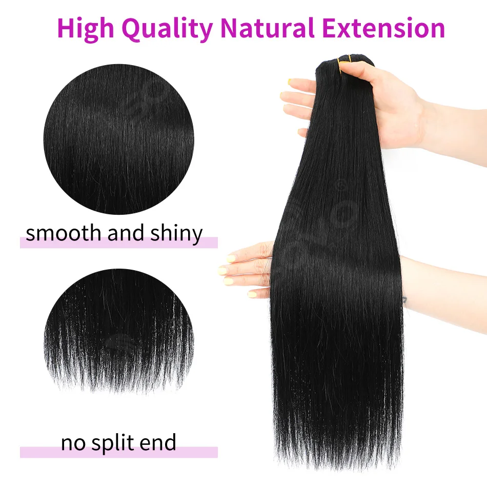 15A Grade Clip in Human Hair Extensions 100% Remy Hair Natural Black Thick Long Hairpieces for Women Natural Real Looking 2