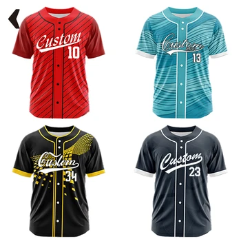 Custom Sublimation Baseball Jersey Team Uniforms Print Personal Name Number Hip Hop Sportswear Baseball T-shirt For Men Women 1