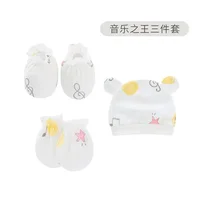 3pcs/set Newborn Baby Hats Gloves Foot Cover Breathable Cotton Soft Caps Cute Cartoon Caps Newborn Baby Accessories 3