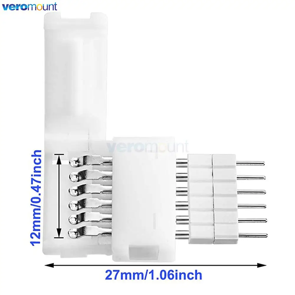 Corte-fim Snap na Tomada 2.0 mm Pino Picth Mais Macho Plug para Hue v3 2.0 Padrão Pinos Rgbcct Led Strip 10 Peças 6pin 12 mm