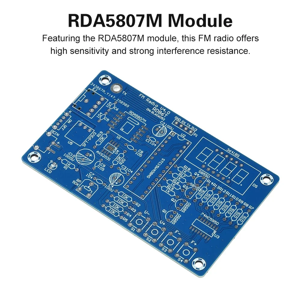 B03B-DIY FM 라디오 전자 키트 주파수 87.5-108 Mhz 초보자를 위한 조정 가능한 주파수 87.5-108 Mhz
