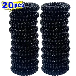 Spiral Hair Ties - No - Crease Coil Bands for All Hair Types (20 Pack) (Black)