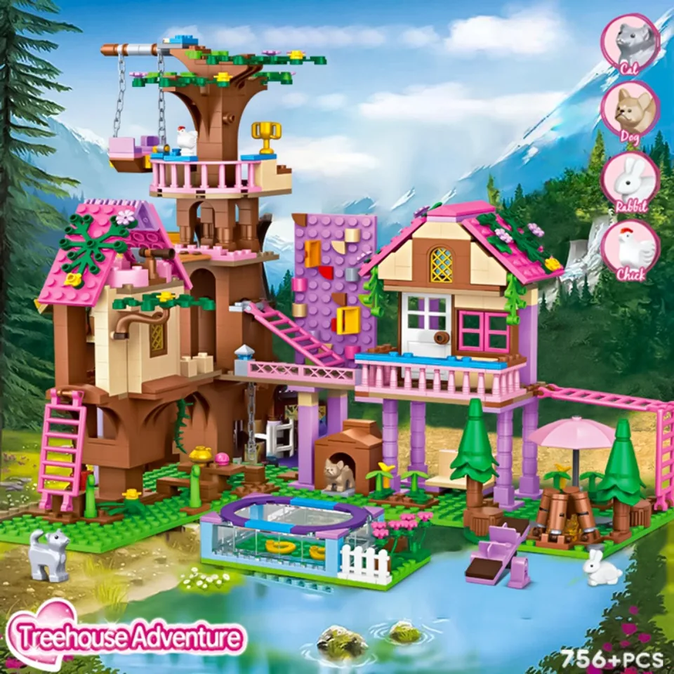 Freunde Stadt Baumhaus Klemmbausteine Garten Villa Modell Spiel_voghion.com