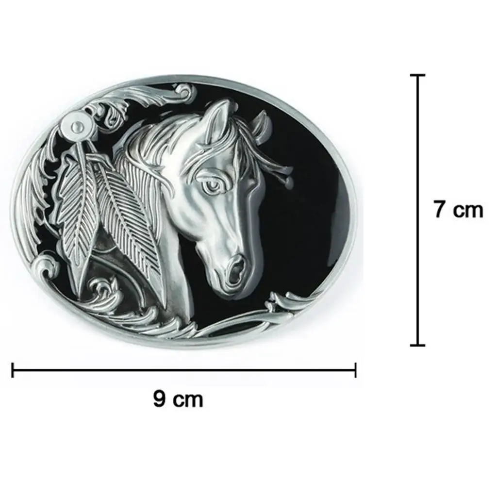 

Alloy Engraved Horse Leaves Silver Belt Buckle Western Cowboy