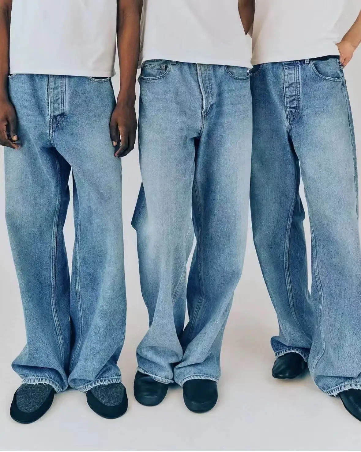 Vujade 009 High Waist Straight Leg Wide Leg Jeans Bla Waed Retro