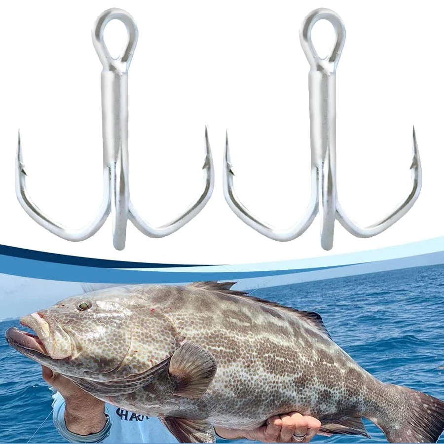 Treble 3X Strong Hook High Carbon Steel Classic Round Bend Triple Fish Hooks  for Big Game Bluefish Salmon Kingfish