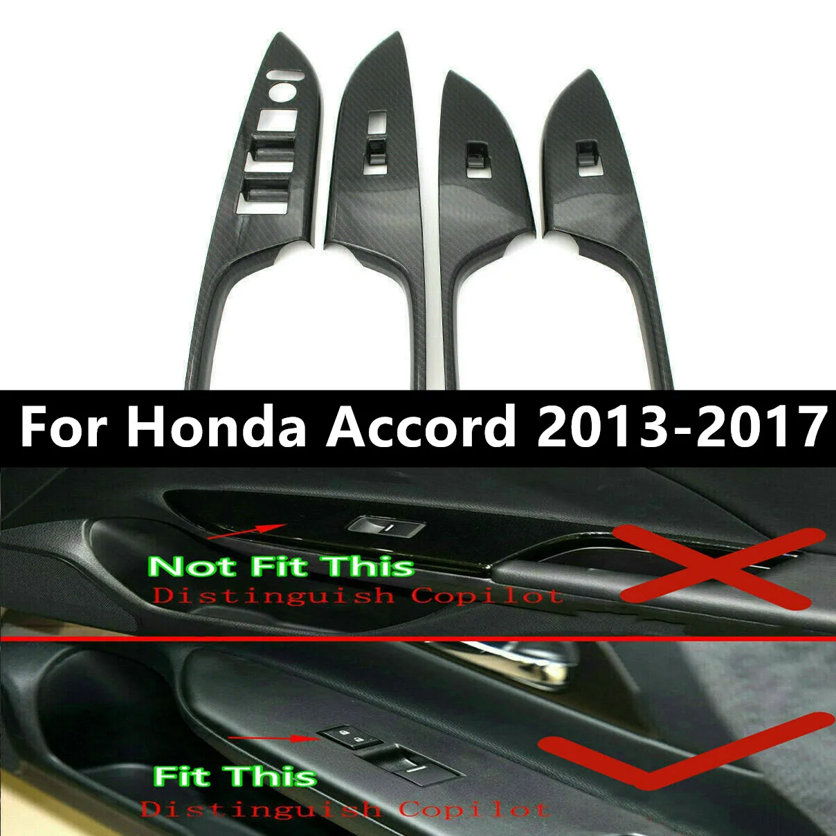 

Цветная панель подъемника для межкомнатных дверей и окон из АБС-углеволокна, отделка, автомобильные аксессуары для Honda Accord 2013 2014 2015 2016