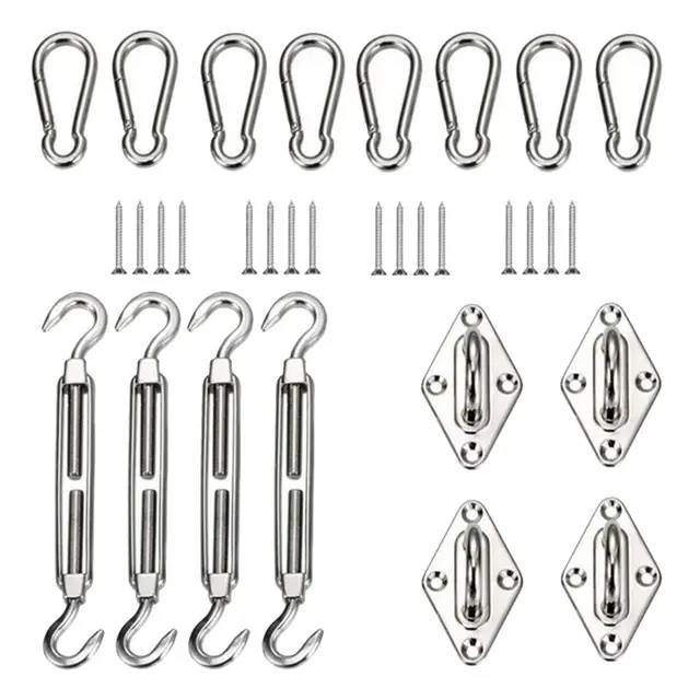 Rozsdamentes Acél Árnyék Vitorlás Hardware Kit Snap Hooks Turnbuckle Carabiner Pad Eyes Telepítse A Teraszos Kert Négyzet Alakú Árnyékot - Image 5