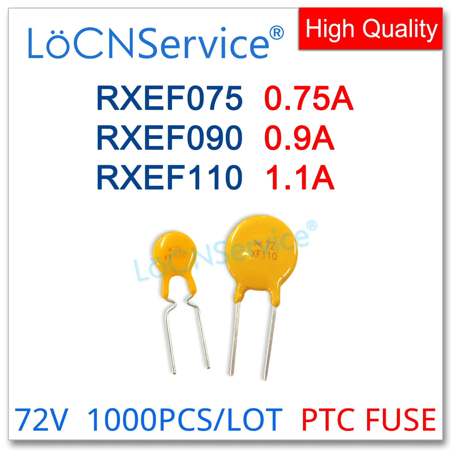 

LoCNService 1000PCS RXEF075 RXEF090 RXEF110 72V 0.75A 0.9A 1.1A XF075 XF090 XF110 Resettable Fuse PTC DIP Chinese High Quality