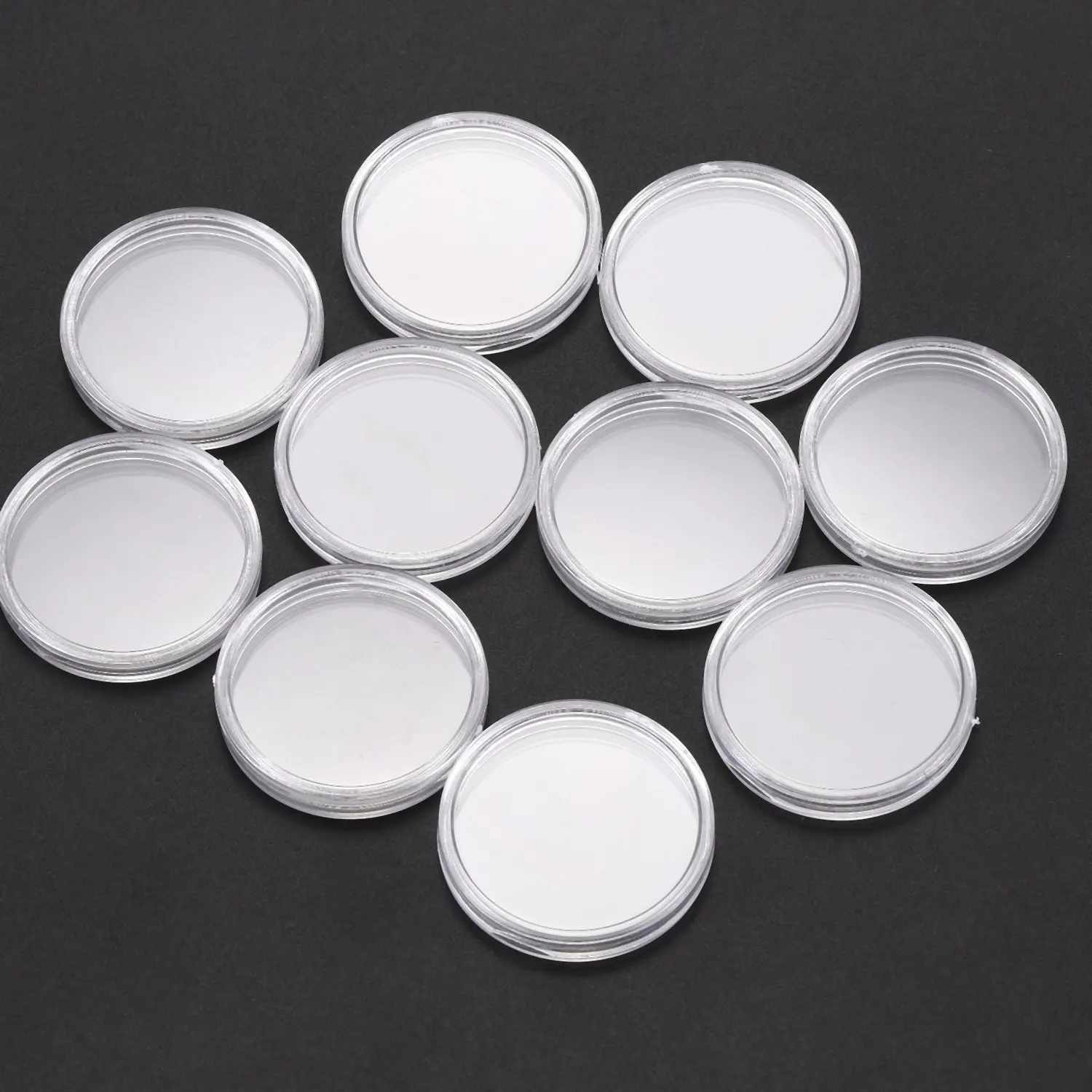 10 pcs Small round transparent plastic coin capsules box 30mm 2