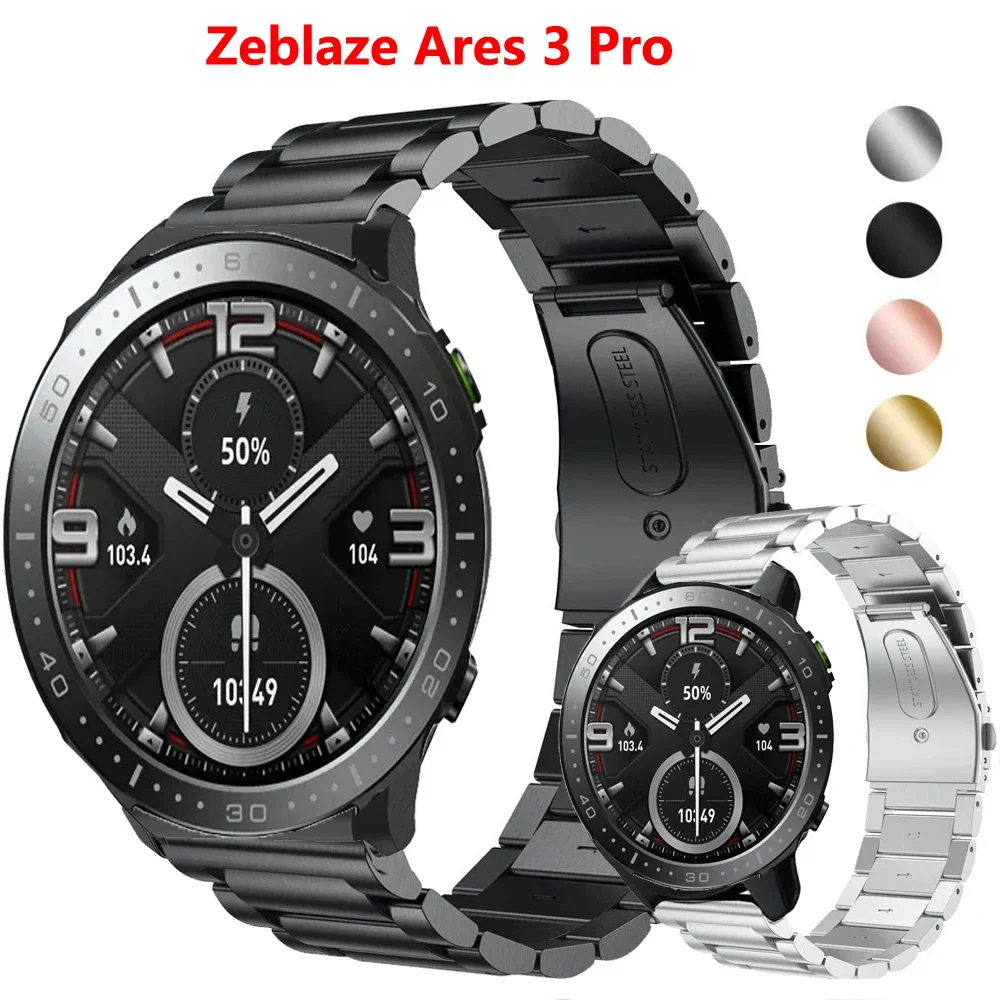 

22mm Watch Bracelet Strap for Zeblaze Ares 3 Pro Vibe 7 Pro Smartwatch Stainless Steel Band for Stratos 2 Metal Correa Wristband