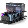 Cross border 60W/100W multi port USB desktop storage fast charger 10 port with bracket intelligent C-port PD QC fast charging