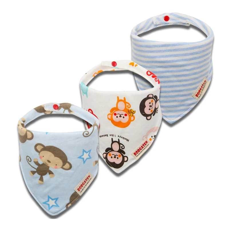 

3Pcs/Set Baby Bibs Newborn Cartoon Printing Feeding Saliva Towel Soft Cotton Bandana Burp Cloths 0-12 Months Infant Girl Boy Bib