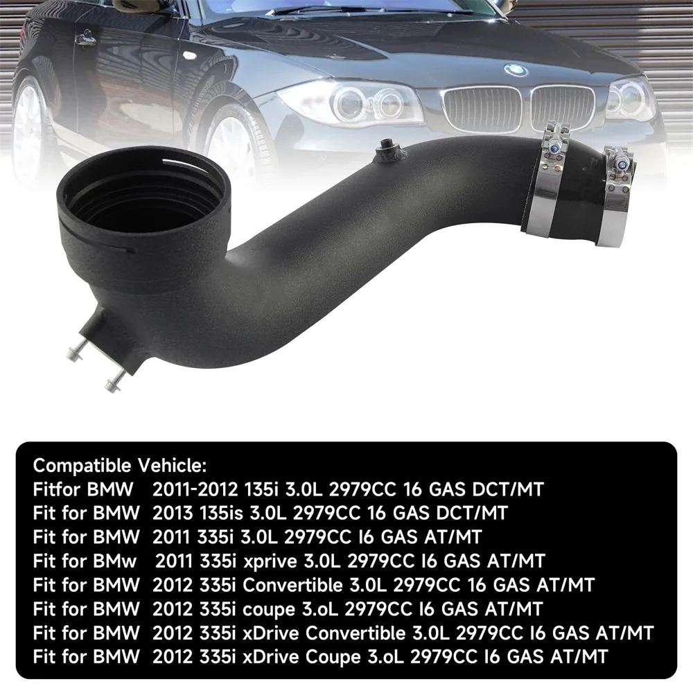 흡기 터보 충전 알루미늄 파이프, BMW N55 135i 335i E92 E93 E82 xDrive 2011-2012 IP-1013-BK, 3 인치