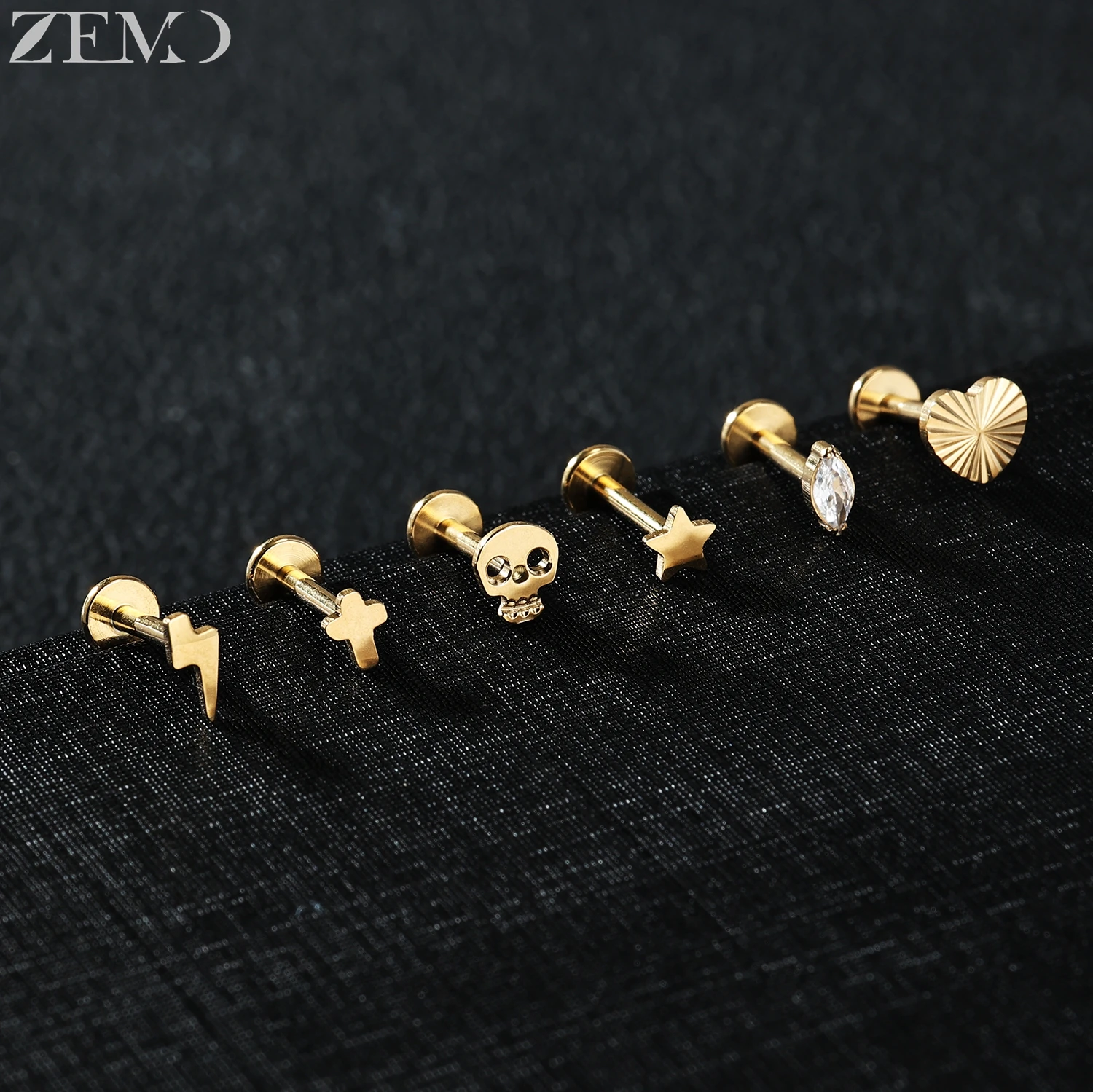ZEMO 1 PC 16G G23 티타늄 스틸 Labret 립 피어싱 CZ 크리스탈 립 스터드 스네이크 소드 해골 먼로 헬릭스 조가비 피어싱 쥬얼리