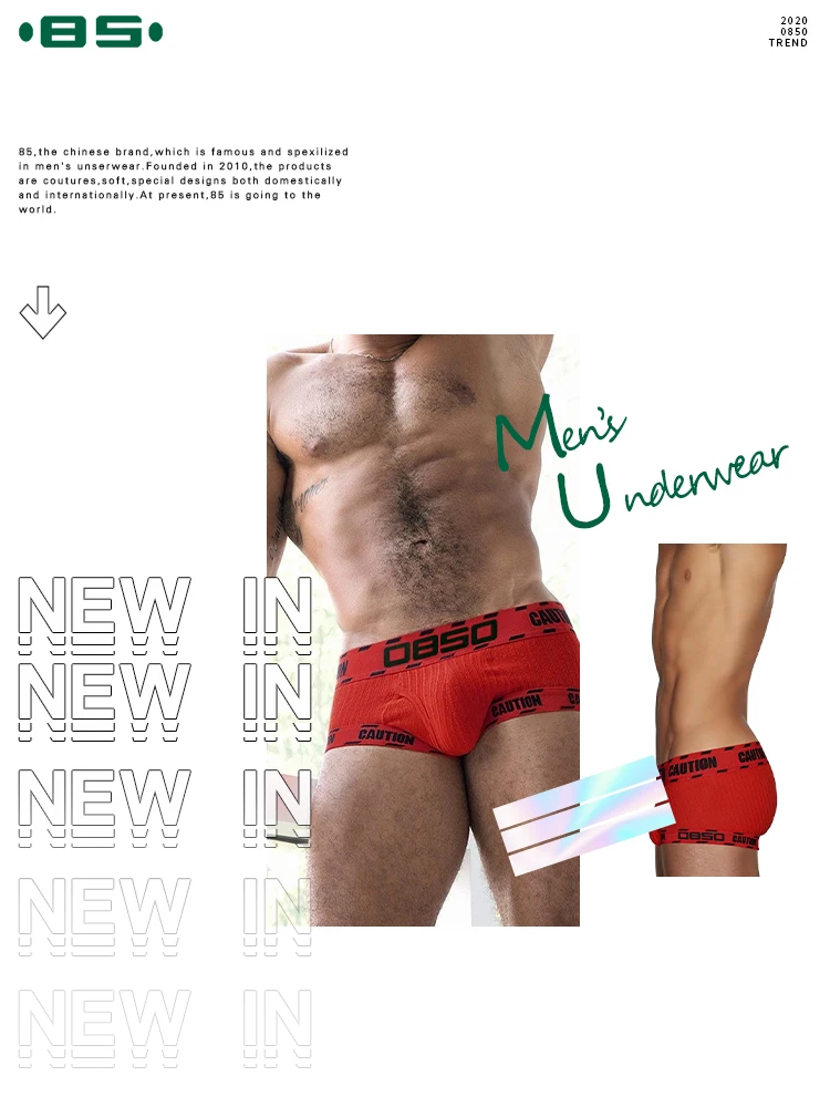 Description Picture 2 of item0850 Men's Sports Boxer Sexy Low Waist Fit Hip Pants Pure Cotton Pit Cloth Trendy Lift Jacquard Belt Sexy Fashion Boy Underwear