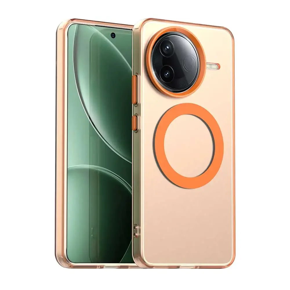 Enhanced Magnetic Wireless Charging Translucent PC Phone Cover with Candy Bumper