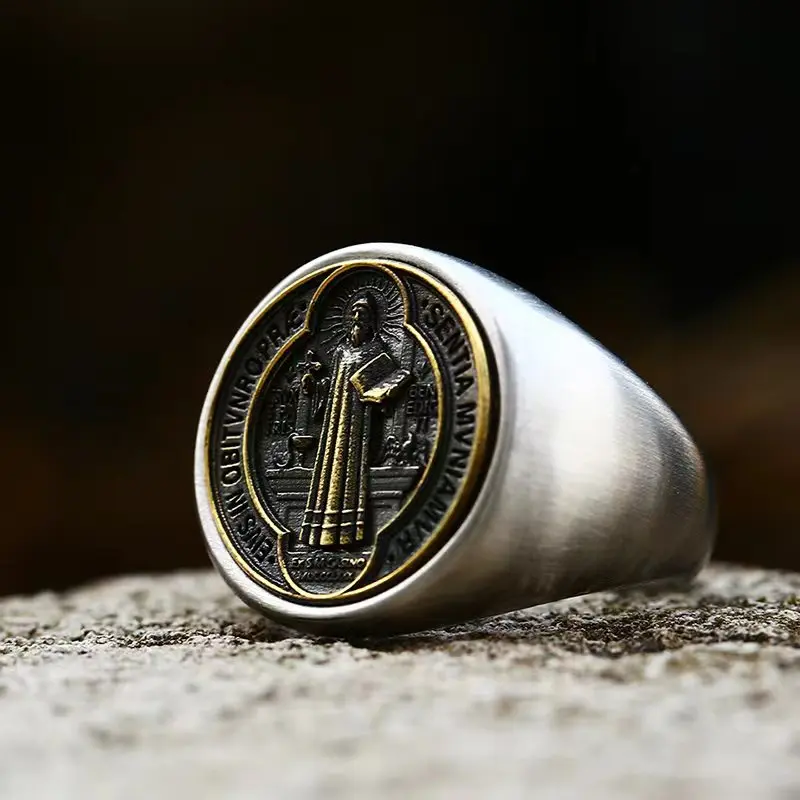 Stainless Steel Ring Finger Ring Fashion religion Jesus Ring Cross Exorcism Order Men Jewelry BR8-829
