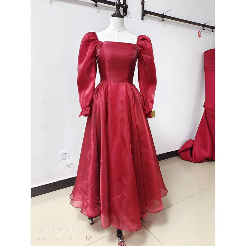 KAUNISSINA Prom Dresses Long Square Collar Evening Party Gowns Solid A-Line Vintage Special Occasion Formal Dress Custom Made cute prom dresses