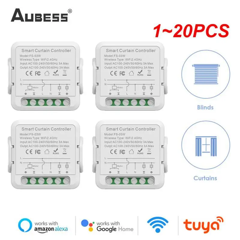 

1 ~ 20 шт. Aubess WiFi модуль переключения затвора для электрических моторизованных занавесок Tuya Smart Life роликовый переключатель для штор Alexa