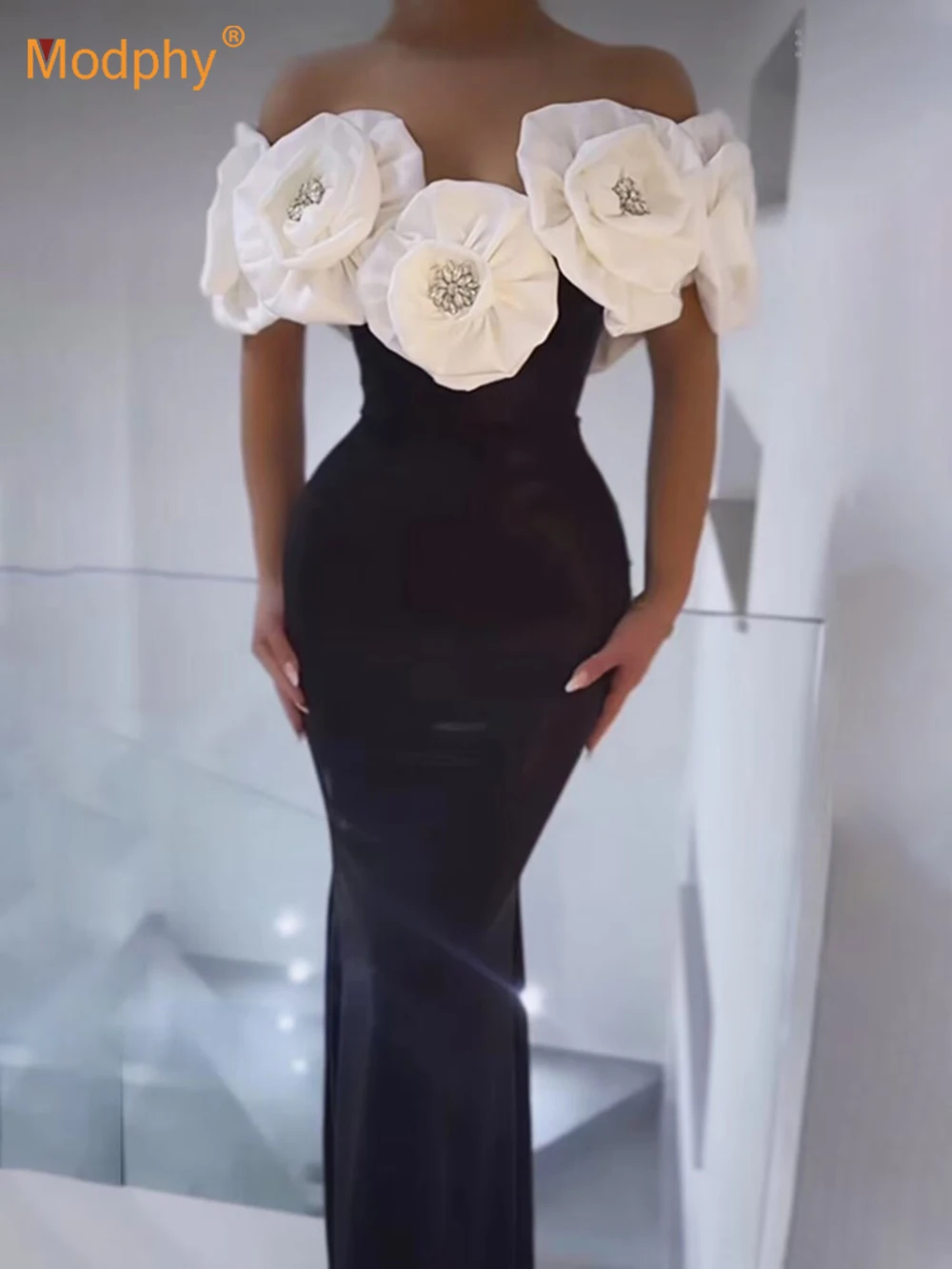 

Элегантное комбинированное Бандажное платье макси Modphy с 3D цветами, пикантное женское вечернее платье без рукавов с открытыми плечами 2024