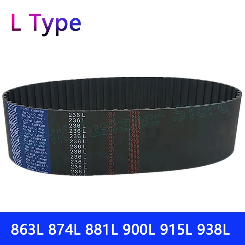 

Width 12.7/20/25/38mm L Type Drive Belts Pitch 9.525mm Rubber Closed Loop Timing Belt 863L 874L 881L 900L 915L 938L