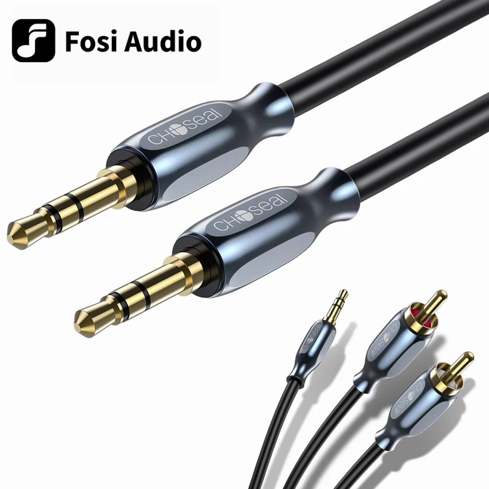 Choseal Rca Cabo Adaptador 3.5 mm Aux Rca Cabos Duplo Blindado Ouro-chapeado Step Down Design y Divisor Estéreo Cabo de Áudio