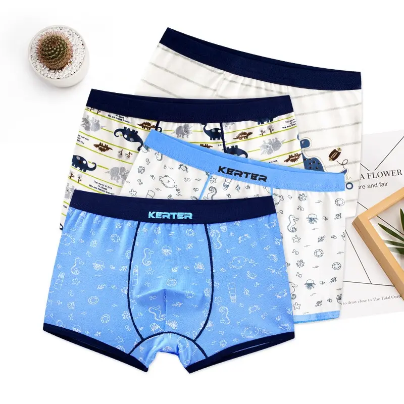 4pcs 100% Cotton Boys Underwear Kids Quality Boxer Boy Shorts Bottoms Boys Clothes For 3 4 6 8 10 12 14 Years Old RKU183004 boys underwear