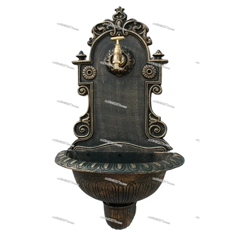 

Wall-mounted Antique Gold Cast Iron Sink, Farmhouse Garden House Decoration, Heavy Metal Wash Stand, Handmade Wall Decoration